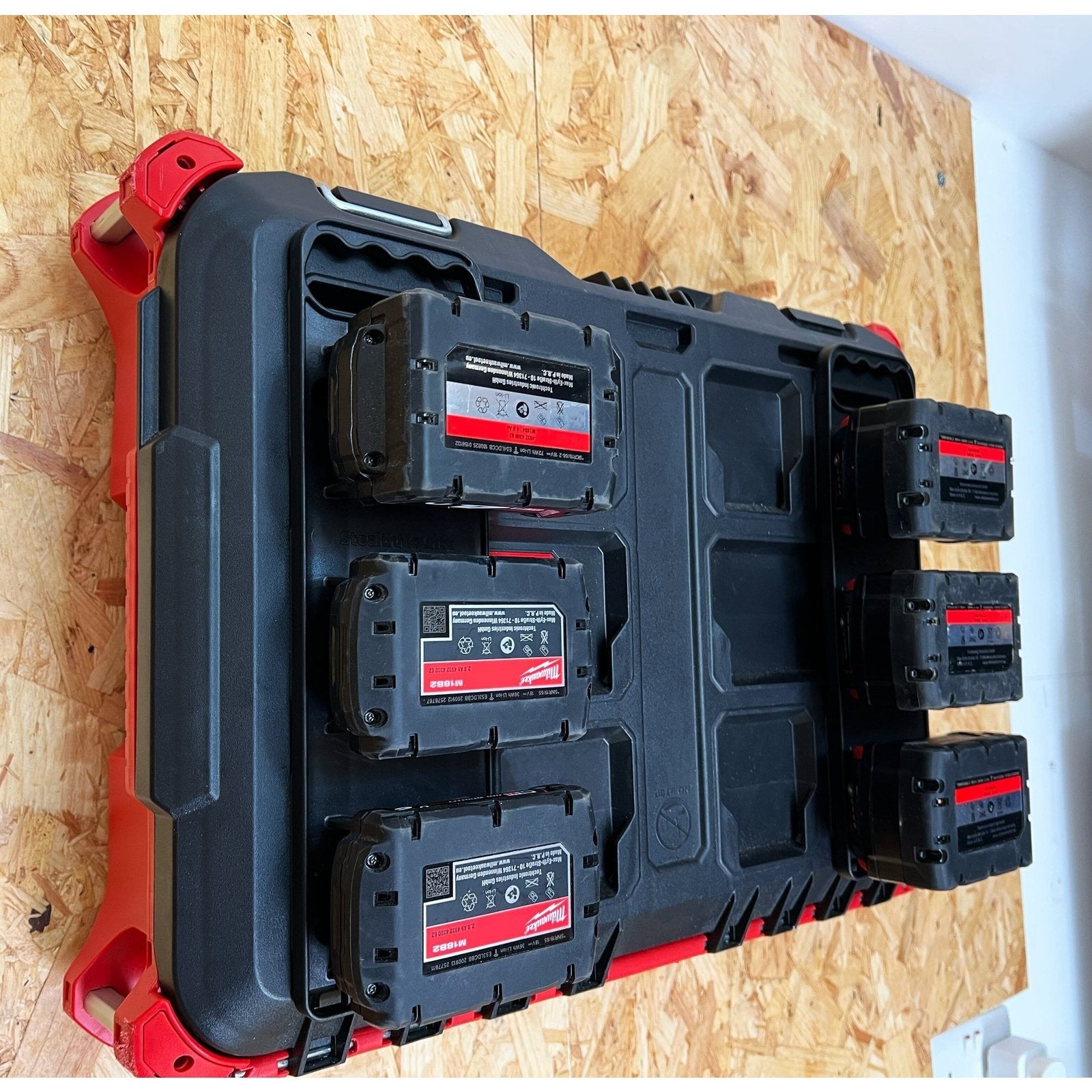 StealthMounts Milwaukee M18 Battery Holder Board with Handle and Packout Feet